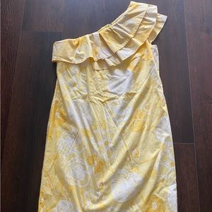 Lilly Pulitzer yellow, one shoulder dress. Size 8